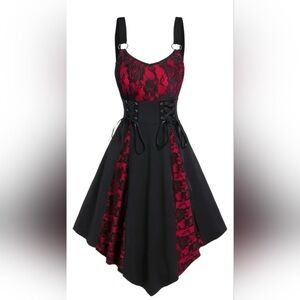 Vampire Pirate Queen Black And Red Dress